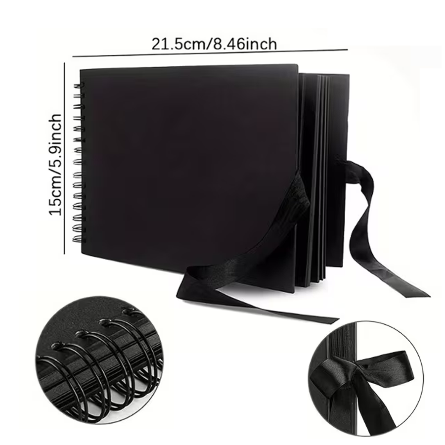 1pc Black DIY Scrapbook Album, - Commercial Printing Books 评论和价格